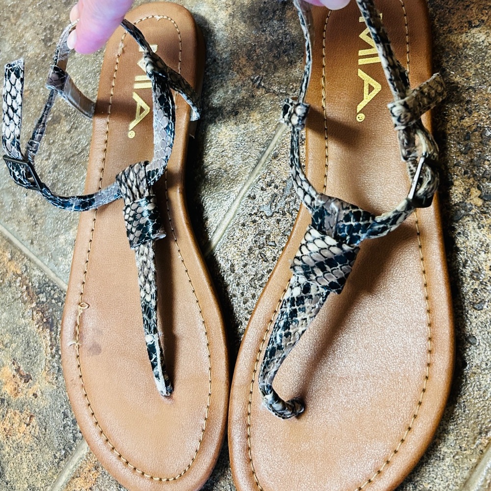 🐍MIA- Tonga, Women's, Snakeskin Sandals- Natural Multi-Colored, Size 7🐍